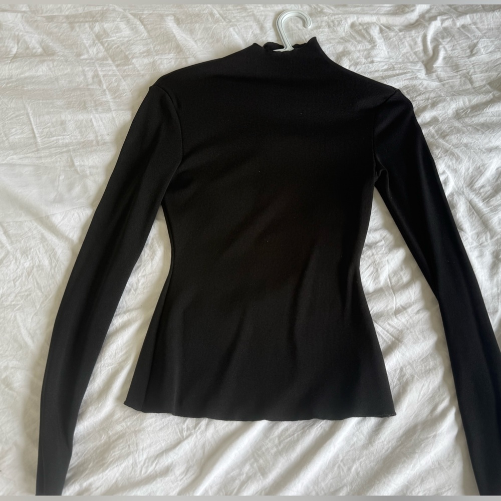 Zara basic ripped Black Long Sleeve Top